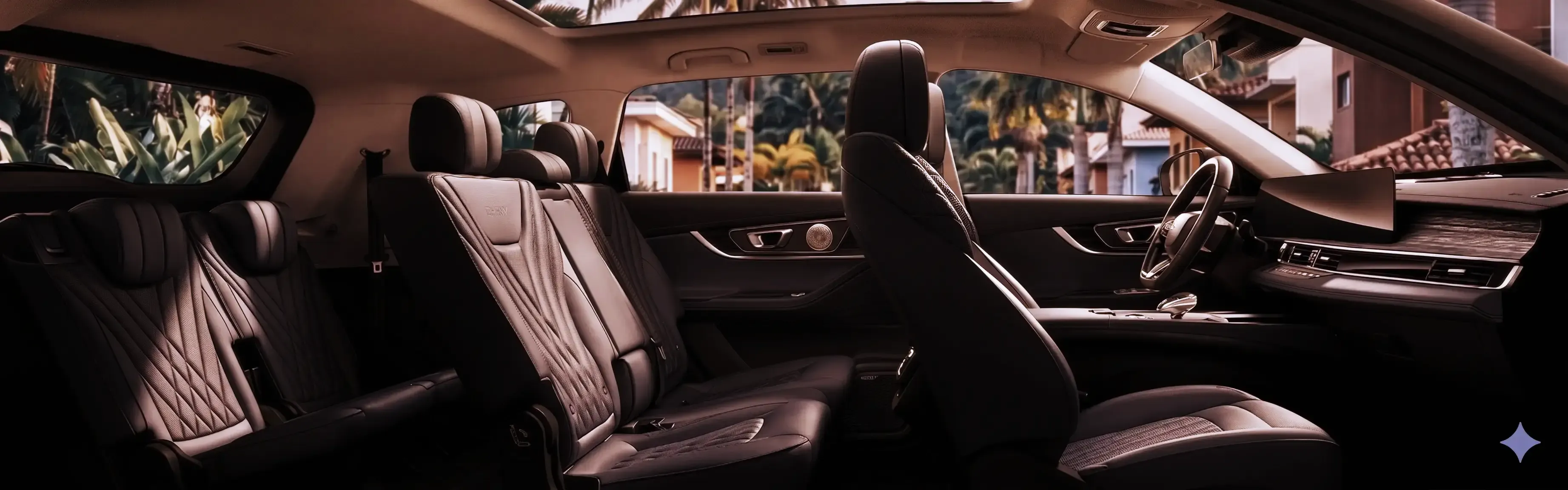 Interior do Chery Tiggo 8 blindado — espaço para passageiros executivos