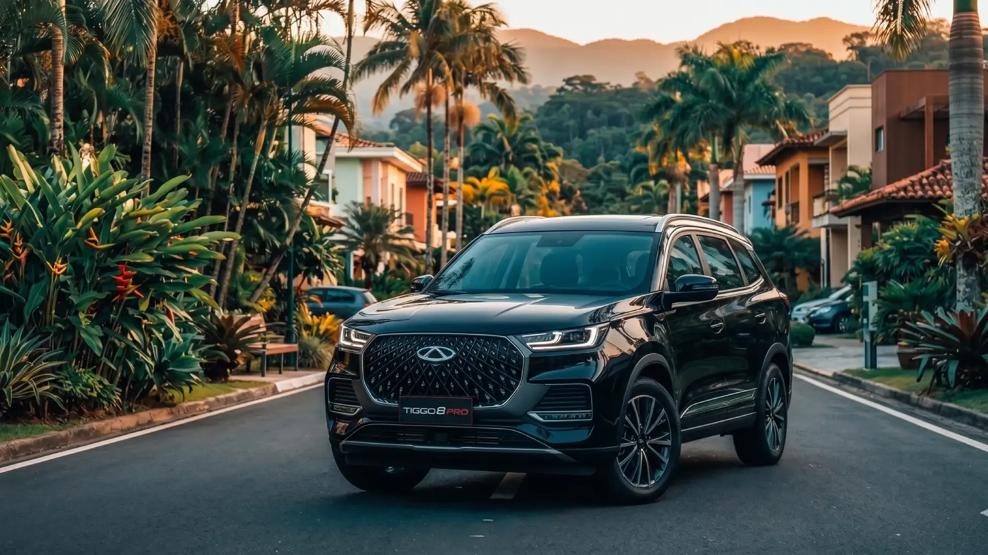 SUV Chery Tiggo 8 blindado da RP Transfer — vista externa frontal
